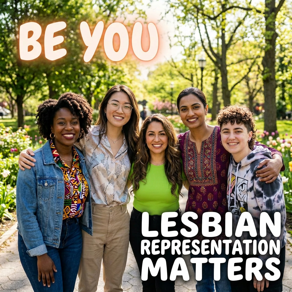 Show all women, add 'Lesbian Representation Matters' text